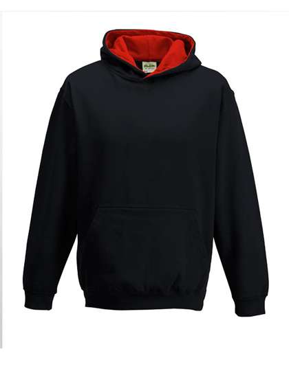 Just Hoods Kids´ Varsity Hoodie Jet Black/Fire Red 5/6 (S) (JH003K)