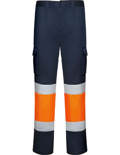 Roly Workwear Trousers Daily Stretch Hi-Viz Navy Blue 55/Fluor Orange 223 54 (RY9312)