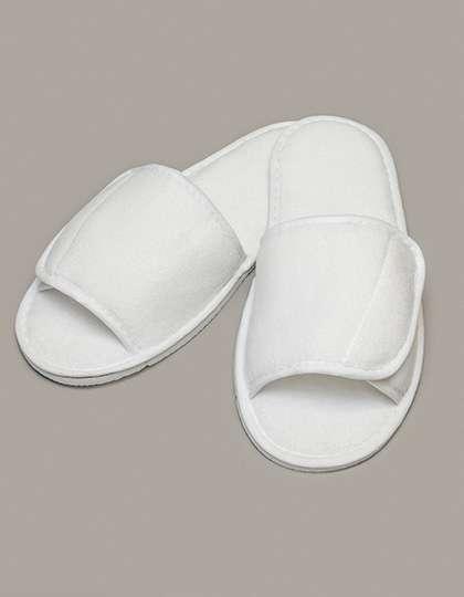 Towel City Open Toe Slipper With Hook And Loop Fastening White 36-41 (4-7) (TC67)