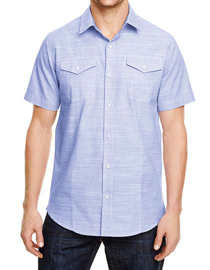 Burnside Woven Texture Shirt Blue (White Heather) L (BU9247)