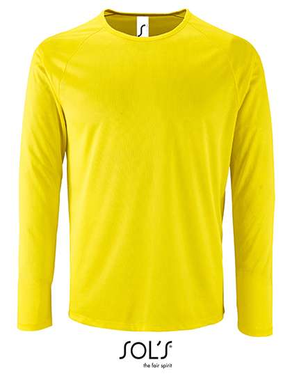 SOL´S Men´s Long Sleeve Sports T-Shirt Sporty Neon Yellow M (L02071)