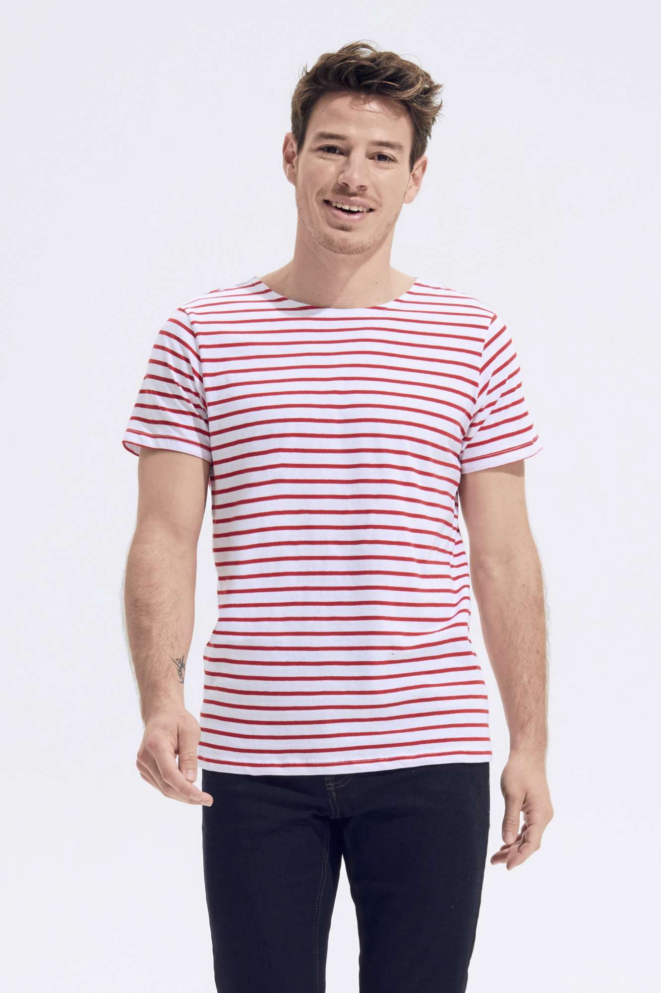 SOL´S Men´s Round Neck Striped T-Shirt Miles White/Red M (L01398)