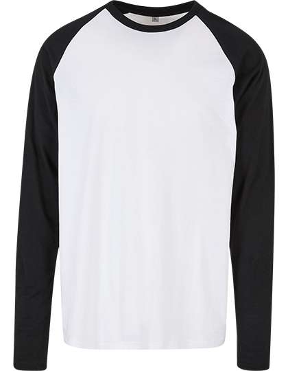 Build Your Brand Basic Men´s Contrast Raglan Longsleeve T-Shirt White/Black 4XL (BYBB023)