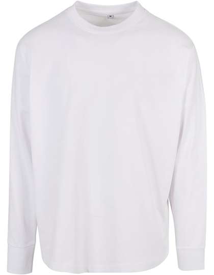 Build Your Brand Oversized Cut On Sleeve Longsleeve White S (BY198)