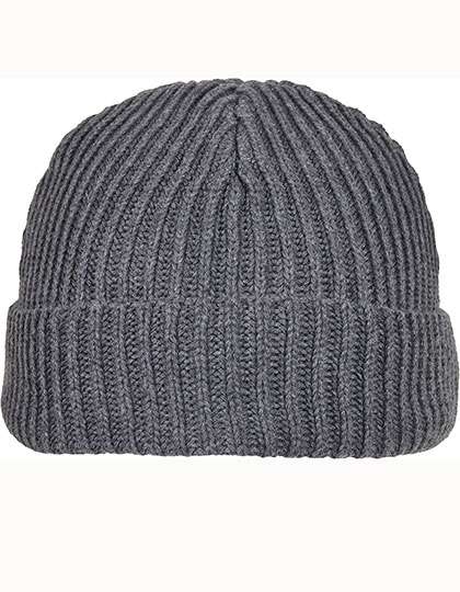 Build Your Brand Recycled Yarn Fisherman Beanie Asphalt One Size (BY154)