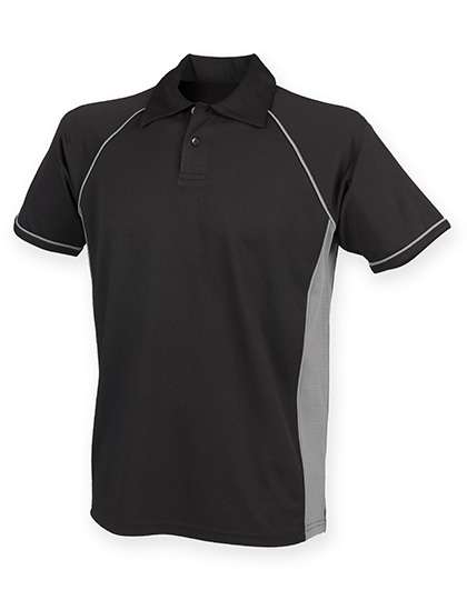 Finden+Hales Men´s Piped Performance Polo Black/Gunmetal Grey L (FH370)