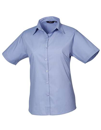 Premier Workwear Women´s Poplin Short Sleeve Blouse Mid Blue (ca. Pantone 2718C) 48 (3XL/20) (PW302)