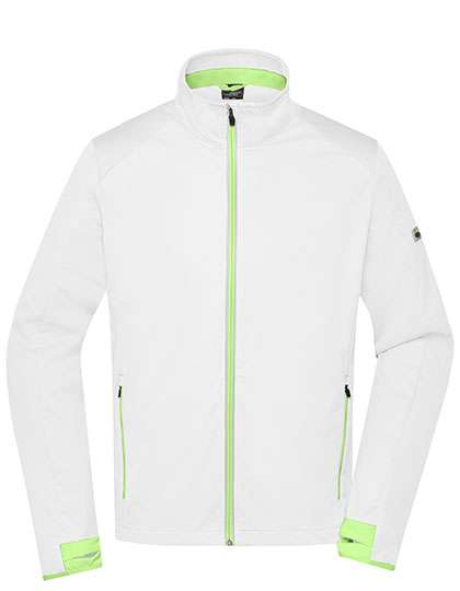 James&Nicholson Men´s Sports Softshell Jacket White/Bright Green 3XL (JN1126)