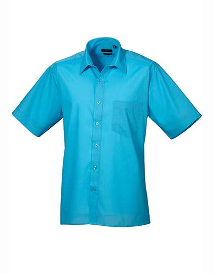 Premier Workwear Men´s Poplin Short Sleeve Shirt Turquoise (ca. Pantone 7703C) 37 (14H) (PW202)