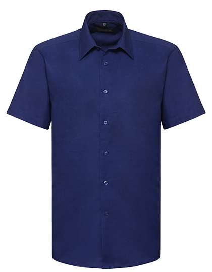 Russell Collection Men´s Short Sleeve Tailored Oxford Shirt Bright Royal L (41/42) (Z923)