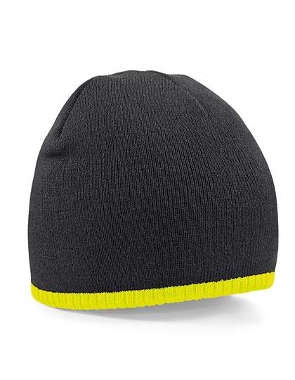 Beechfield Two-Tone Pull-On Beanie Black/Fluorescent Yellow One Size (CB44C)