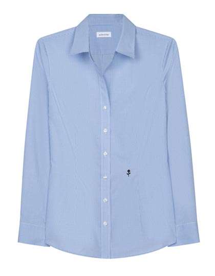 Seidensticker Women´s Blouse Slim Fit Check/Stripes Long Sleeve New Check Light Blue - White 36 (SN080619)