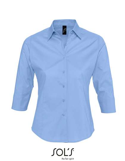 SOL´S Women´s Stretch-3/4-Sleeve Blouse Effect Bright Sky M (L631)