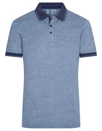 James&Nicholson Men´s Heather Polo Blue Melange/Navy S (JN706)