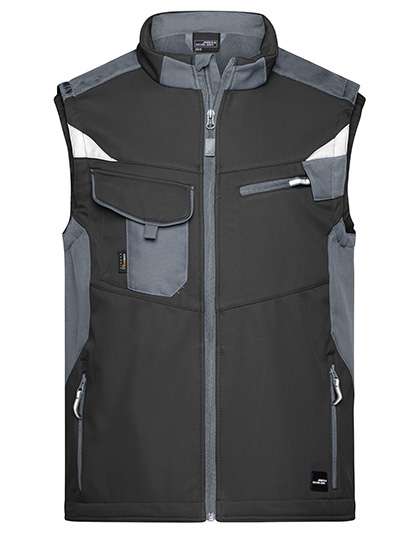 James&Nicholson Workwear Softshell Vest -STRONG- Black/Carbon XL (JN845)