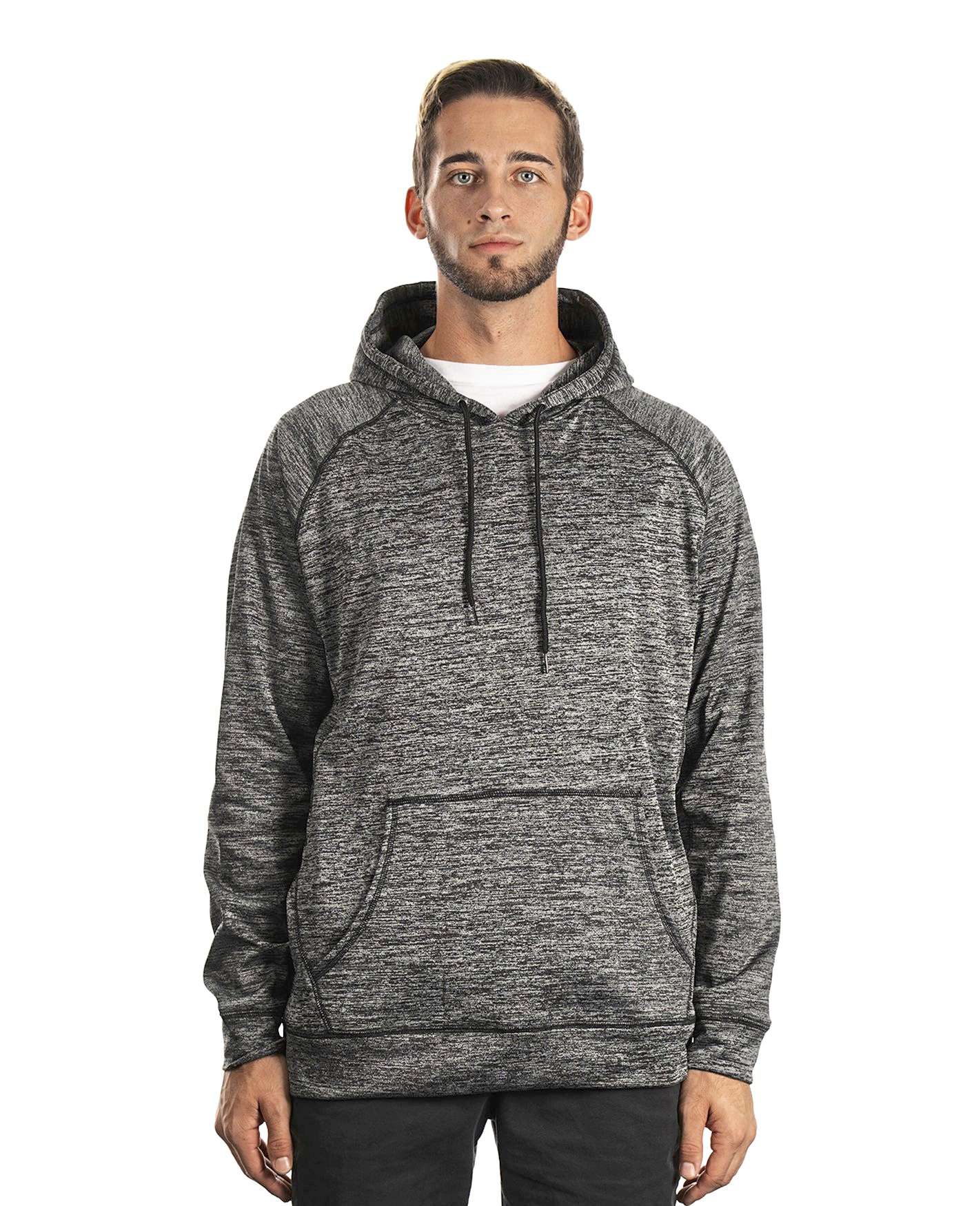 Burnside Men´s Performance Raglan Pullover Black/Heather Charcoal S (BU8670)