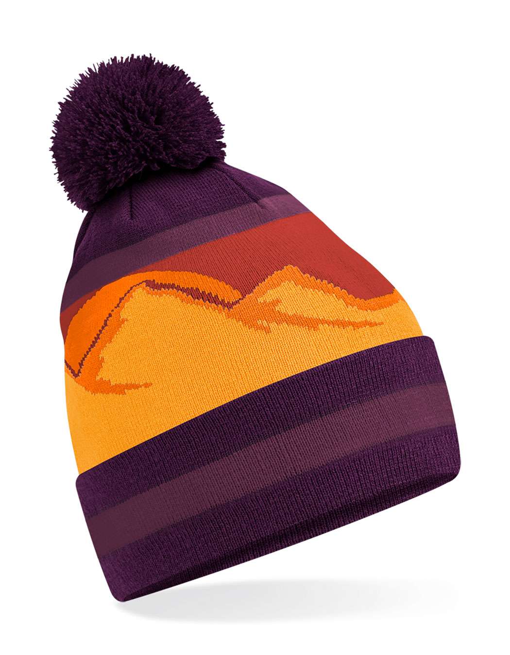 Beechfield Mountain Peaks Pom Pom Beanie Desert Peaks One Size (CB395R)