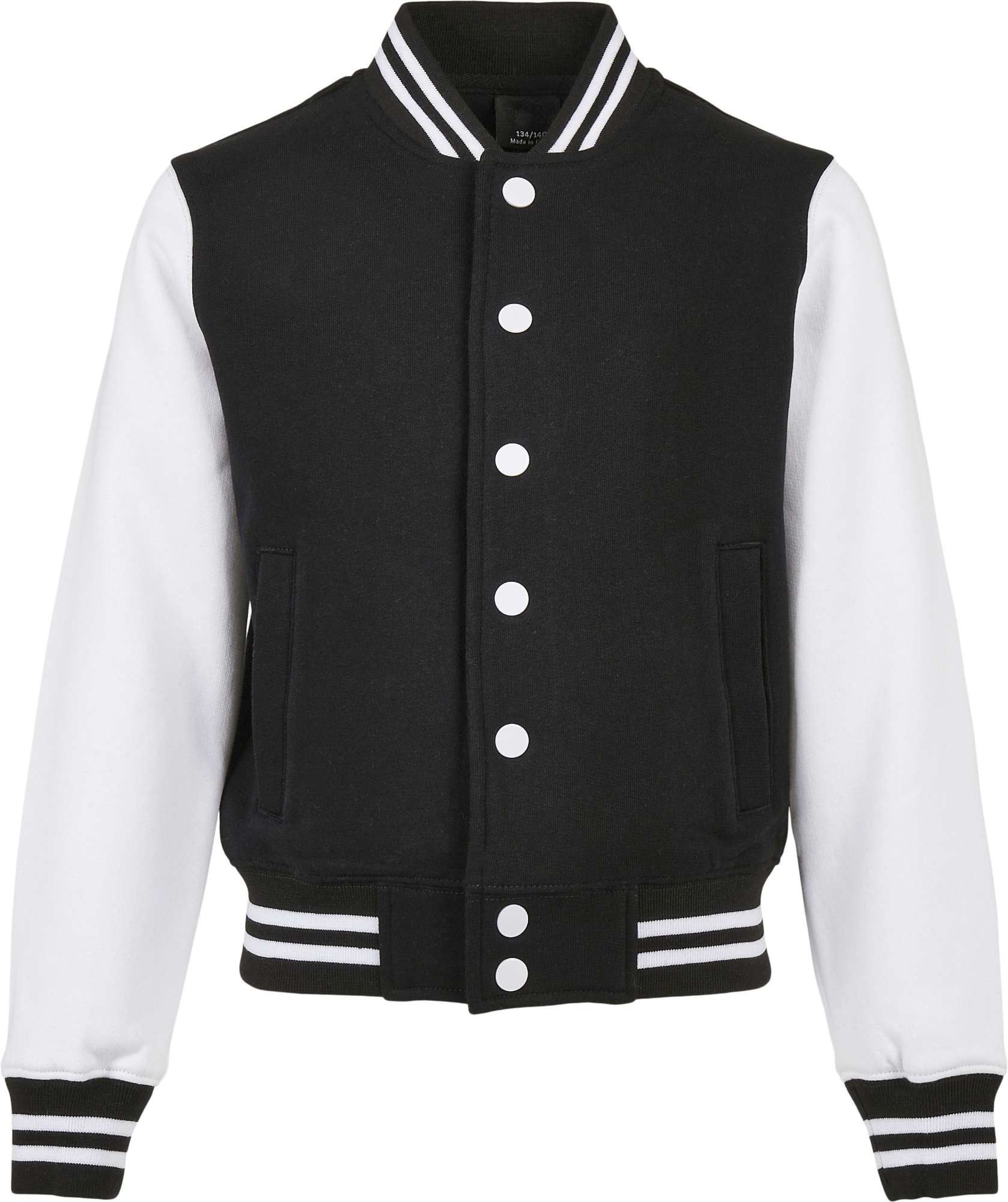 Build Your Brand Kids´ Organic Sweat College Jacket Black/White 134/140 (BY187)