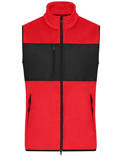 James&Nicholson Men´s Fleece Vest Red/Black 3XL (JN1310)