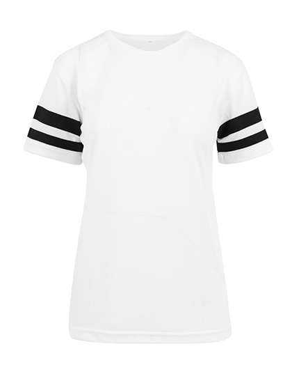 Build Your Brand Ladies´ Mesh Stripe Tee White/Black S (BY033)