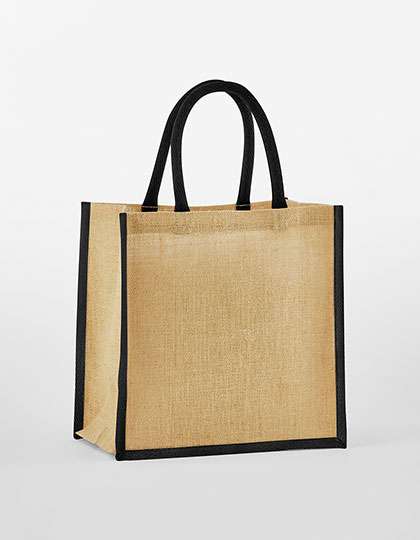 Westford Mill Natural Starched Jute Mini Gift Bag Natural/Black 26 x 22 x 14 cm (WM477)