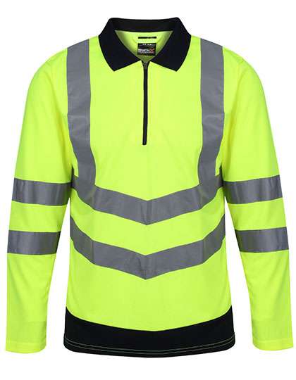 Regatta High Visibility Pro Hi-Vis Long Sleeve Polo Shirt Yellow/Navy M (RG192)