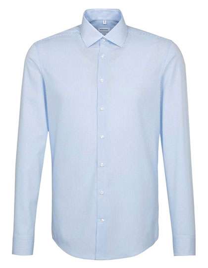 Seidensticker Men´s Shirt 2 Shaped Check/Stripes Long Sleeve Striped Light Blue - White 43 (SN293600)