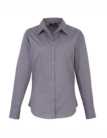 Premier Workwear Women´s Poplin Long Sleeve Blouse Steel (ca. Pantone Cool Grey 11C) 42 (L/14) (PW300)