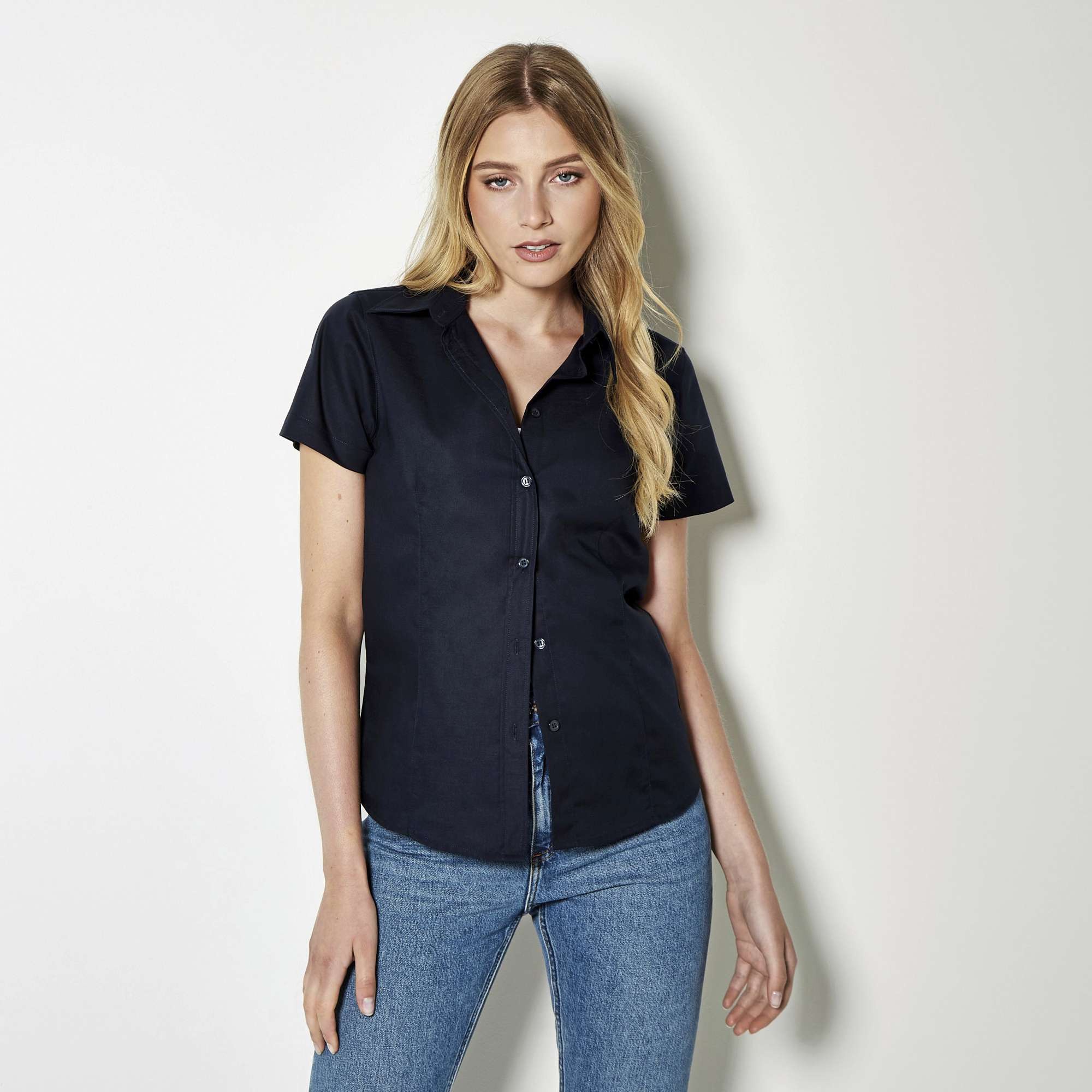 Kustom Kit Women´s Tailored Fit Workwear Oxford Shirt Short Sleeve Italian Blue 48 (4XL/22) (K360)
