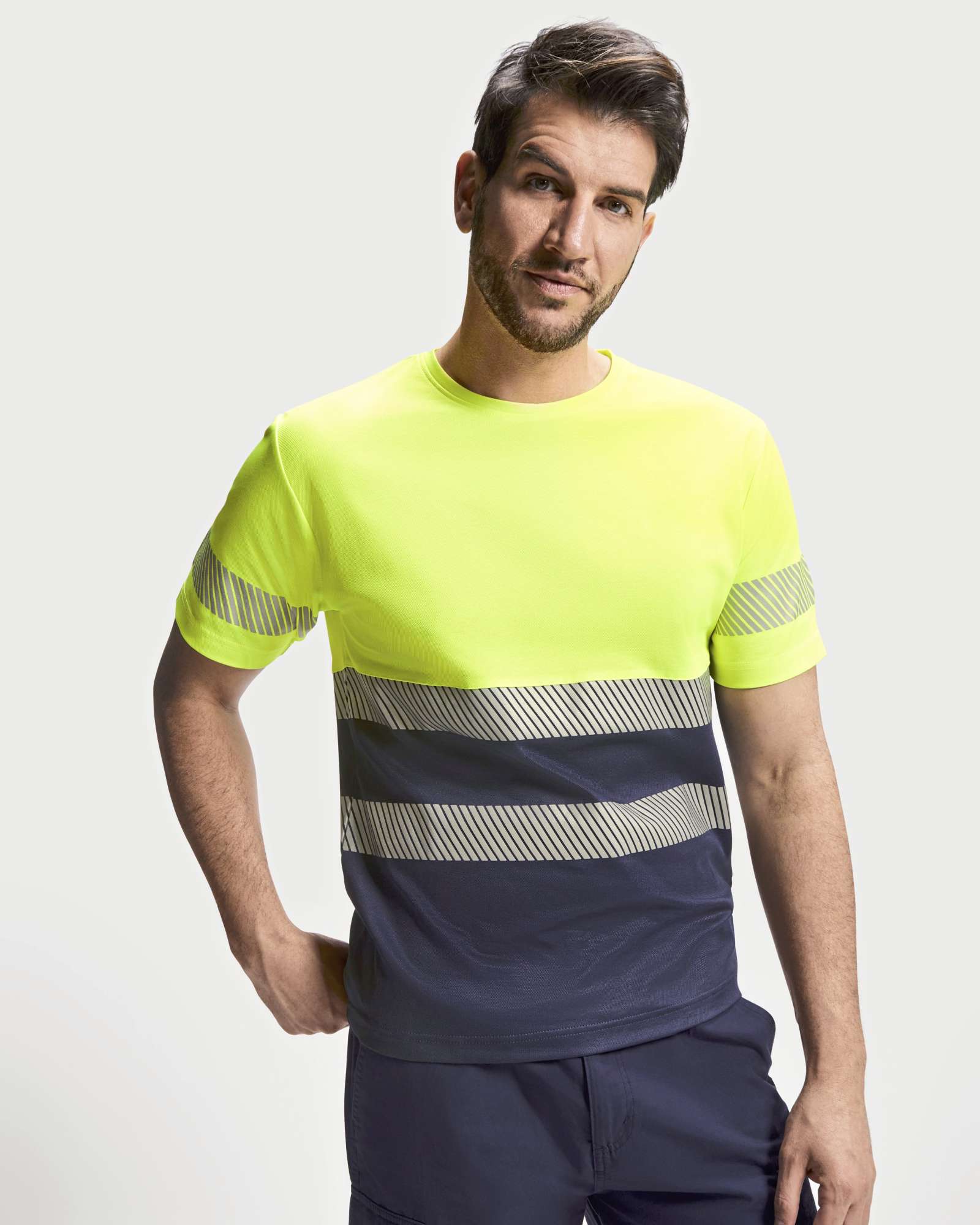 Roly Workwear T-Shirt Tauri Navy Blue 55/Fluor Orange 223 3XL (RY9317)