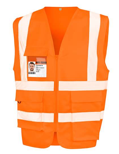 Result Safe-Guard Heavy Duty Polycotton Security Vest Fluorescent Orange S (RT477)