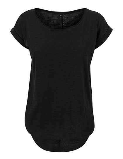 Build Your Brand Ladies´ Long Slub Tee Black 4XL (BY036)