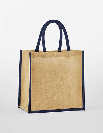 Westford Mill Natural Starched Jute Mini Gift Bag Natural/Navy 26 x 22 x 14 cm (WM477)