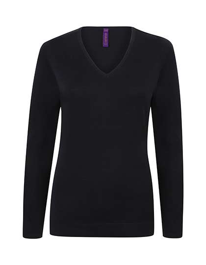 Henbury Ladies´ Lightweight V-Neck Jumper Navy 3XL (W721)