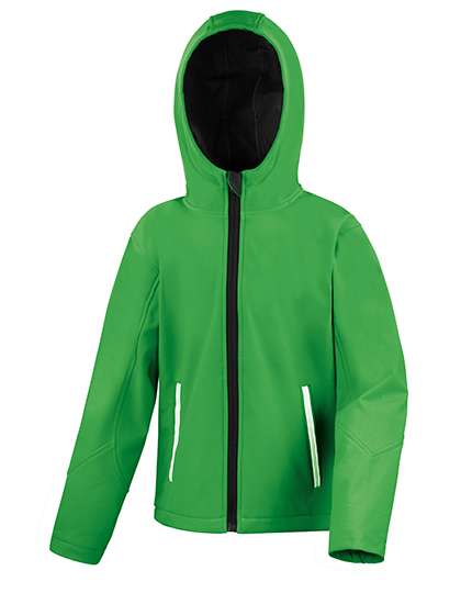 Result Core Junior TX Performance Hooded Soft Shell Jacket Vivid Green/Black L (9-10) (RT224J)