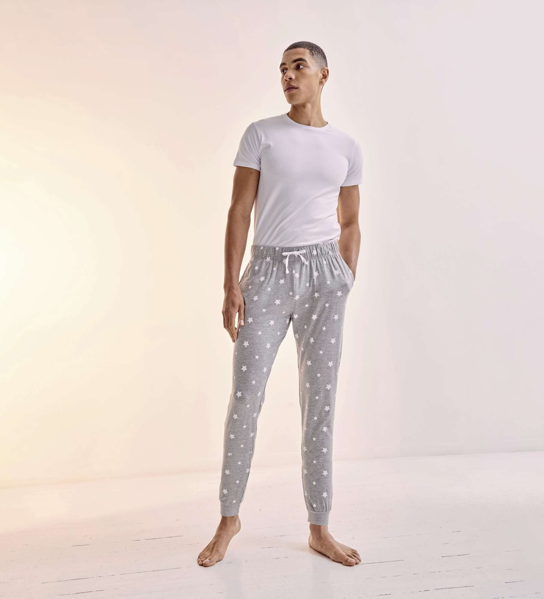 SF Men Unisex Cuffed Lounge Pants Navy/White Stars 3XL (SFM086)