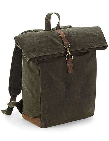 Quadra Heritage Waxed Canvas Backpack Olive Green 30 x 40 x 14 cm (QD655)