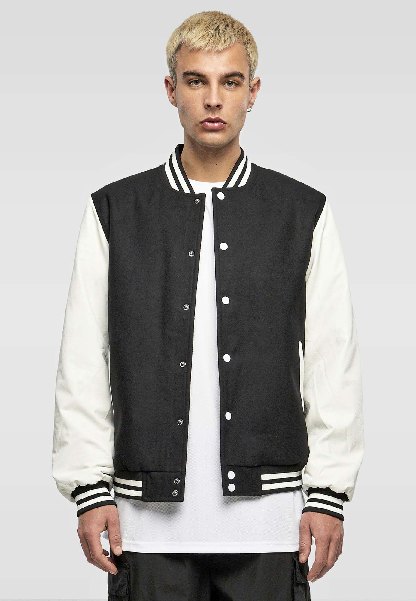 Build Your Brand Oldschool College Jacket Black/White XL (BY269)