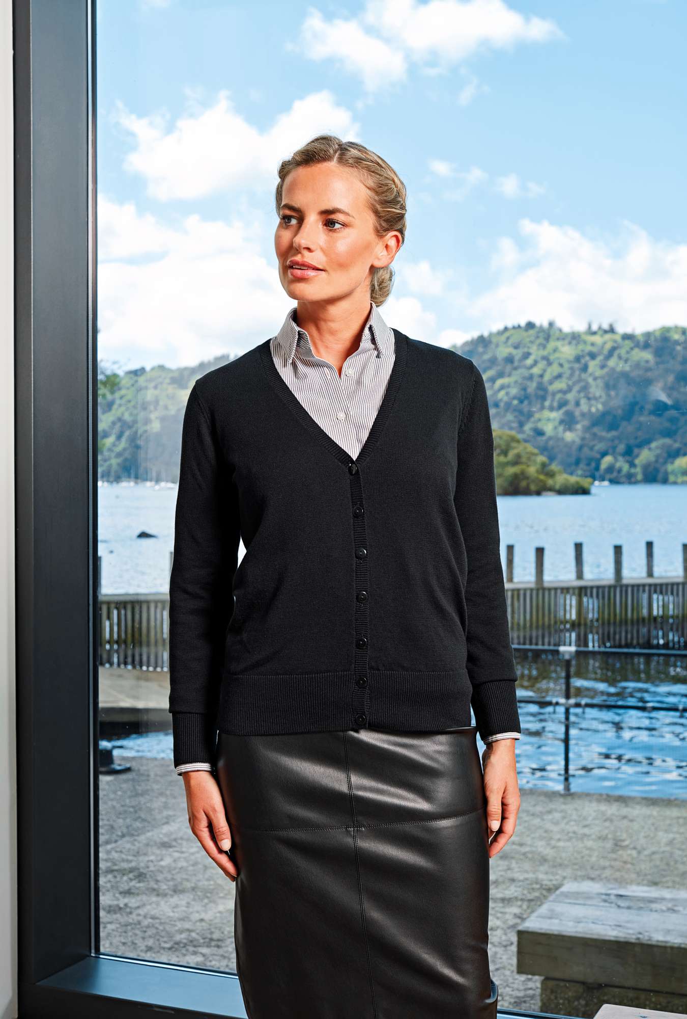 Premier Workwear Women´s Button Through Knitted Cardigan Black (ca. Pantone Black C) XXL (18) (PW697)