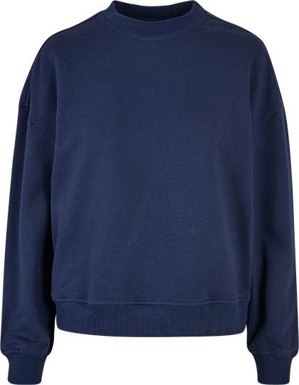 Build Your Brand Ladies Oversized Crewneck Sweatshirt Light Navy 4XL (BY212)