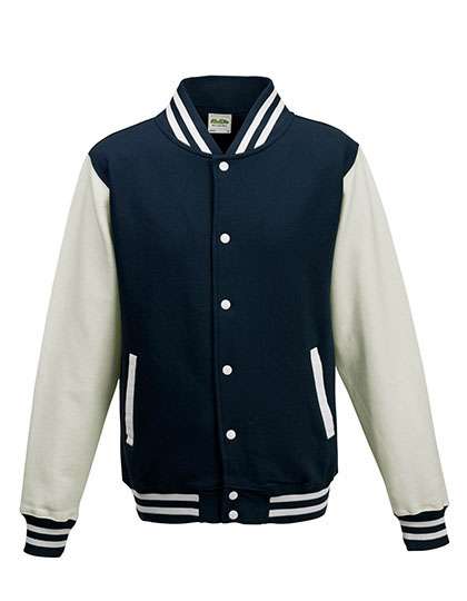 Just Hoods Varsity Jacket Oxford Navy/White XL (JH043)