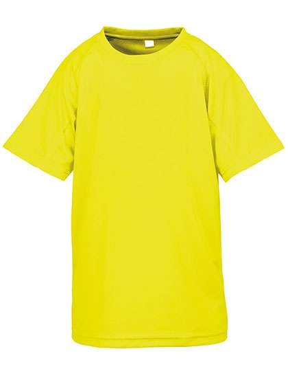 SPIRO Junior Performance Aircool Tee Fluorescent Yellow XS (3-4) (RT287J)