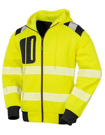 Result Genuine Recycled Recycled Zipped Safety Hoody Fluorescent Yellow/Black M (RT503)