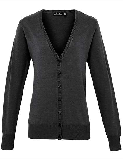 Premier Workwear Women´s Button Through Knitted Cardigan Charcoal M (12) (PW697)