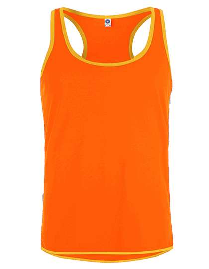 Starworld Men´s Contrast Sports Vest Fluorescent Orange/Gold M (SW305)