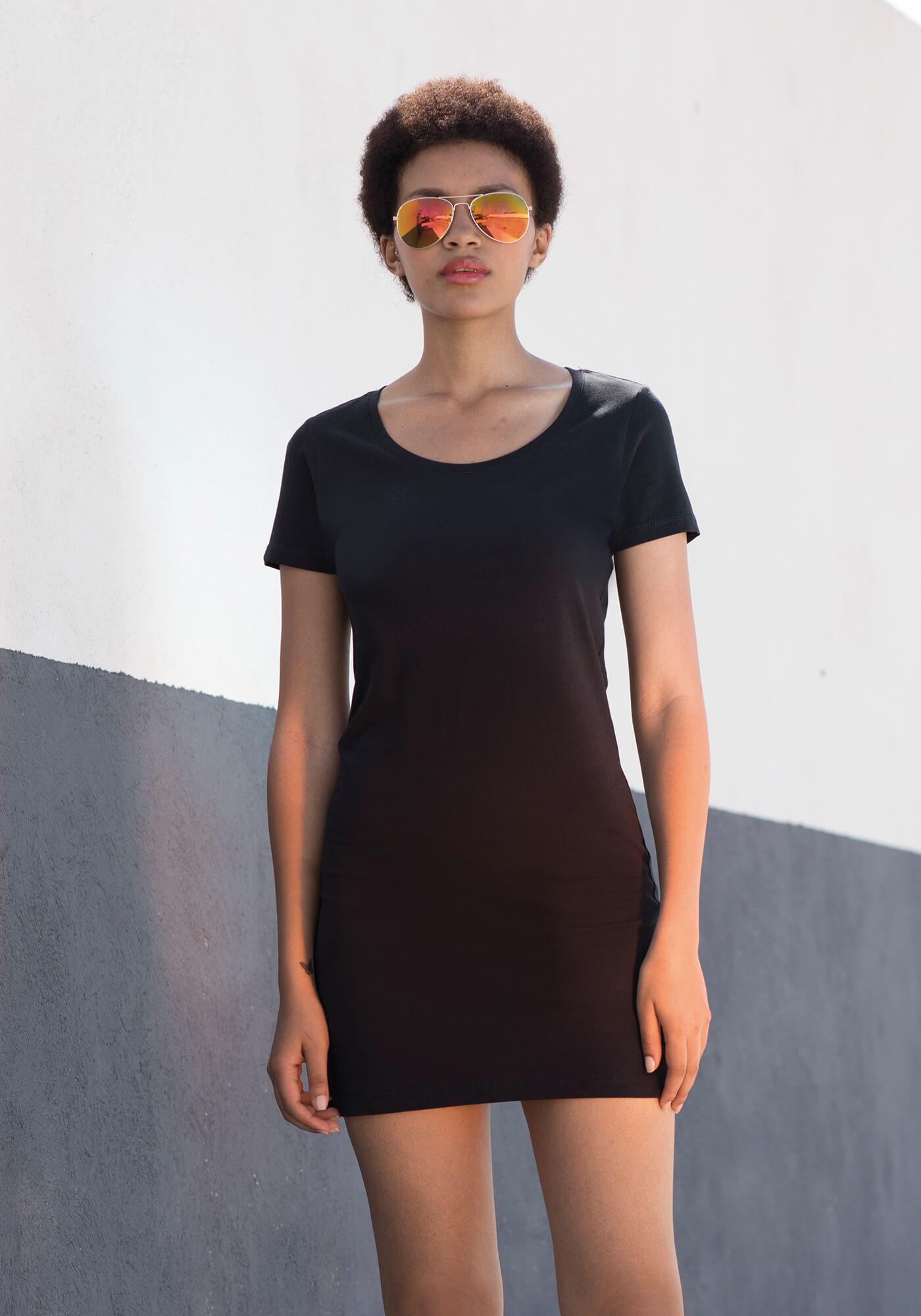 SF Women Women´s T-Shirt Dress Black L (SF257)