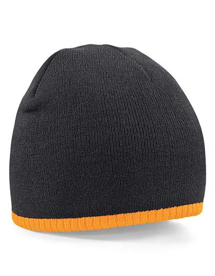 Beechfield Two-Tone Pull-On Beanie Black/Fluorescent Orange One Size (CB44C)