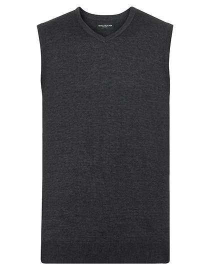 Russell Collection V-Neck Sleeveless Knitted Pullover Charcoal Marl XL (Z716)