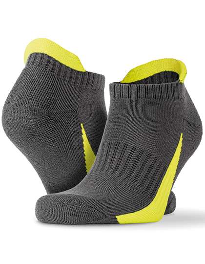 SPIRO Sneaker Sports Socks (3 Pair Pack) Grey/Lime S/M (RT293X)