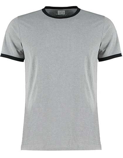 Kustom Kit Fashion Fit Ringer Tee Light Grey Marl/Black XXL (K508)